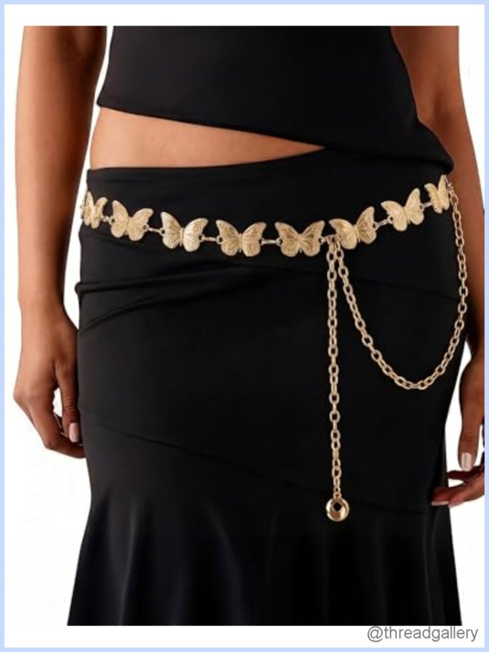 Metal Butterfly Chain Belt Adjustable Waist Chain for Dresses Jeans